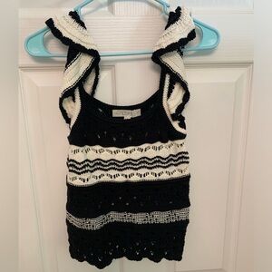 Ann Taylor loft black and white crocheted tank. Size M